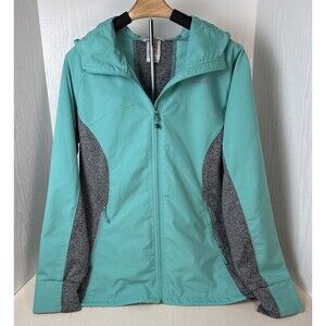 Avalanche Outdoor Jacket Soft Shell Aqua Gray Hooded Full Zip Women's XL